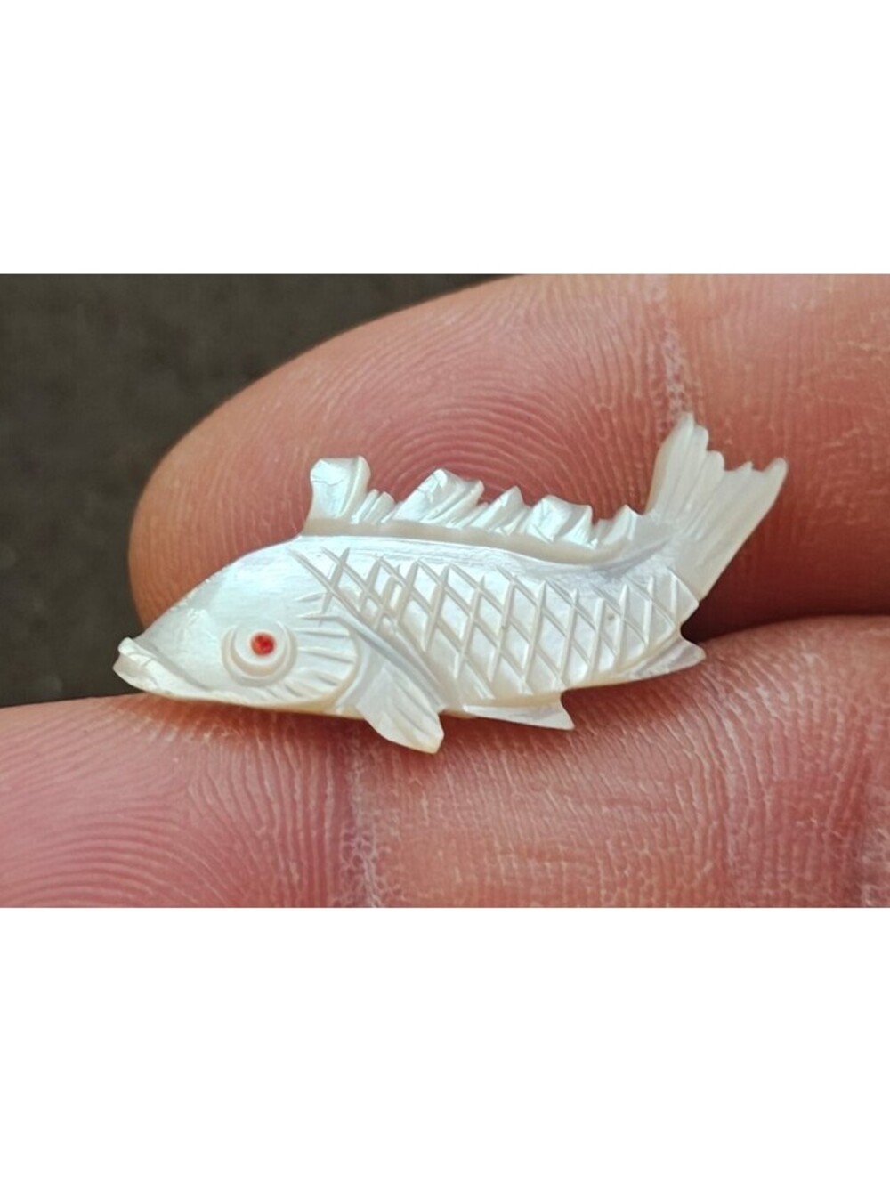 1960s Hand Carved Mother of Pearl Koi Fish Brooch Pin